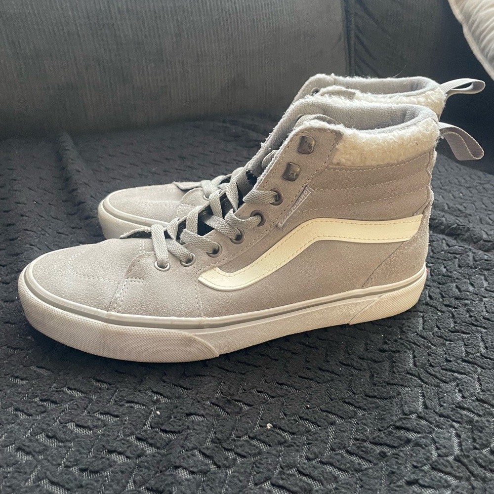 Vans Gray and White High-Top Sneakers